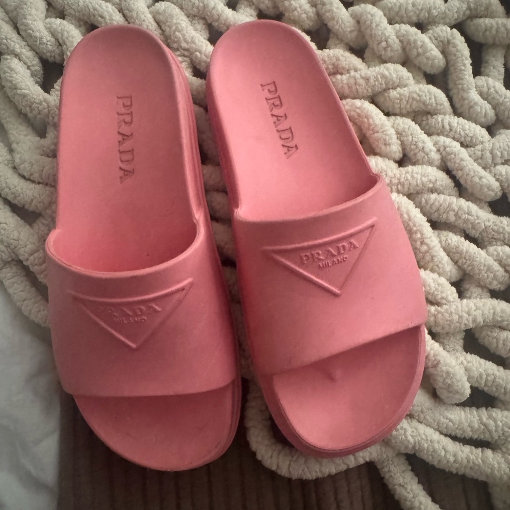 Prada Bubblegum Pink Rubber Slide Sandals